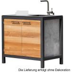 Niehoff Garden Spülstation Outdoor-Küche Black Line ca. 104,2x65x95,8 cm HPL/Teak Front/Korpus HPL Granit