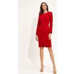 Rote Langärmelige Nife Midi Rundhals-Ausschnitt Midikleider & knielange Kleider mit Reißverschluss für Damen 