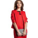 Rote Unifarbene Nife Mini Rundhals-Ausschnitt Kurzblazer mit Knopf aus Polyester für Damen Größe M 