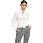 Beige Unifarbene Langärmelige Nife V-Ausschnitt Festliche Blusen aus Polyester für Damen Größe M 