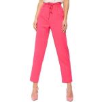 Pinke Unifarbene Nife Paperbag-Hosen mit Reißverschluss aus Polyester für Damen Größe M 