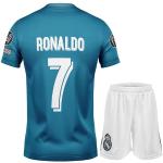 NIHMEX Ronaldo Madrid Nostalgie Blau #7 Final,Limitierte Auflage Trikot Fußball Neu Saison, Shorts Socken Jugendgrößen (Blau,176)