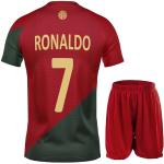 NIHMEX Ronaldo Red Rot #7 Kinder Trikot Fußball Neu Saison, Shorts Jugendgrößen (Rot,176)