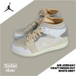 Cremefarbene Nike Air Jordan 1 Craft High Top Sneaker & Sneaker Boots aus Leder für Herren 