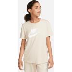 Cremefarbene Casual Kurzärmelige Nike Essentials T-Shirts aus Baumwolle für Damen Größe XS 