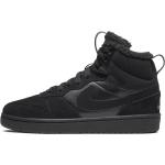 Schwarze Nike Court Borough High Top Sneaker & Sneaker Boots aus Leder isoliert für Herren Größe 38 