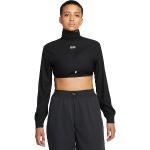 Schwarze Langärmelige Nike Cropped Shirts für Damen 
