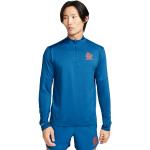 Blaue Langärmelige Nike Dri-Fit Shirts mit Tasche mit Reißverschluss aus Nylon für Herren Größe L 