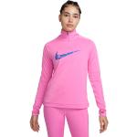 Rosa Langärmelige Nike Dri-Fit T-Shirts mit Reißverschluss aus Polyester für Damen Größe L 