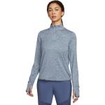 Blaue Gestreifte Langärmelige Nike Dri-Fit Damenlongsleeves & Damenlangarmshirts mit Reißverschluss Größe L 