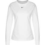Weiße Unifarbene Langärmelige Nike Essentials Rundhals-Ausschnitt Basic-Shirts für Damen Größe S für den für den Frühling 