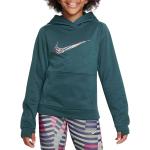Dunkelgrüne Nike Therma Kinderhoodies & Kapuzenpullover für Kinder aus Polyester 