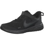 Schwarze Nike Revolution 5 Kinderlaufschuhe mit Riemchen aus Leder Größe 27,5 