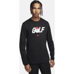 Schwarze Langärmelige Nike Golf T-Shirts für Herren Größe L 