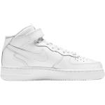 Weiße Nike Air Force 1 Mid High Top Sneaker & Sneaker Boots aus Leder für Herren Größe 44 mit Absatzhöhe 3cm bis 5cm für den für den Herbst 