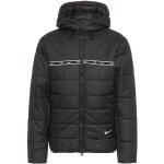 Reduzierte Schwarze Gesteppte Nike Repeat Winterjacken mit Reißverschluss aus Kunstfaser mit Kapuze für Herren Größe M 