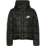 Reduzierte Schwarze Gesteppte Nike Winterjacken aus Kunstfaser mit Kapuze für Damen Größe L 