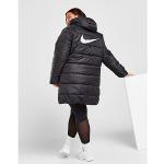 Schwarze Nike Swoosh Winterjacken aus Polyester mit Kapuze für Damen Größe XL 