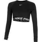 Schwarze Langärmelige Nike Pro Damenlongsleeves & Damenlangarmshirts Größe L 