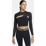 Schwarze Langärmelige Nike Pro Damenlongsleeves & Damenlangarmshirts Größe M 