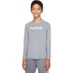 Graue Langärmelige Nike Pro Longsleeves für Kinder & Kinderlangarmshirts Größe 128 