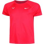 Dunkelrote Kurzärmelige Nike Challenger Rafael Nadal T-Shirts aus Polyester für Herren Größe XS 