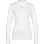 Weiße Unifarbene Langärmelige Nike Stehkragen Basic-Shirts für Damen Größe M für den für den Frühling 