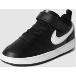Schwarze Nike Court Borough Low Sneaker mit Klettverschluss aus Leder für Kinder Größe 25 
