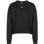 Schwarze Oversize Nike Essentials Nachhaltige Rundhals-Ausschnitt Druckpullover aus Fleece für Damen 
