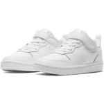 Weiße Unifarbene Nike Court Borough Low Sneaker mit Klettverschluss aus Leder Atmungsaktiv für Kinder Größe 34 