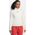 Reduzierte Weiße Bestickte Langärmelige Nike Stehkragen T-Shirts für Damen Größe S 