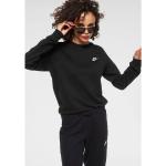 Schwarze Sportliche Langärmelige Nike Essentials Rundhals-Ausschnitt Damensweatshirts aus Baumwolle mit Kapuze Größe L 