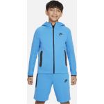 Blaue Nike Tech Fleece Kinderfleecejacken mit Kapuze mit Reißverschluss aus Fleece 