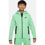 Grüne Nike Tech Fleece Kinderfleecejacken mit Kapuze mit Reißverschluss aus Fleece 