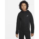 Schwarze Nike Tech Fleece Kinderfleecejacken mit Kapuze mit Reißverschluss aus Fleece 