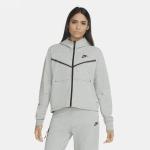 Graue Nike Windrunner Tech Kapuzenjacken mit Reißverschluss aus Fleece für Damen Größe M 