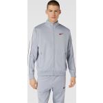 Hellgraue Unifarbene Nike Stehkragen Zip Hoodies & Sweatjacken mit Reißverschluss aus Polyester für Herren Größe L 
