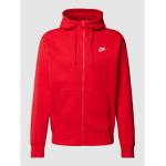 Rote Unifarbene Nike Herrensweatjacken aus Baumwollmischung mit Kapuze Größe XXL 