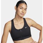 Nike Swoosh Front Zip gepolsterter Sport-BH mit mittlerem Halt für Damen - Schwarz