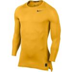 Gelbe Langärmelige Nike Pro T-Shirts für Herren 