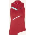 Dunkelrote Atmungsaktive Nike Dri-Fit Stehkragen Damentennisshirts zum Tennis 