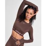 Braune Langärmelige Nike Pro Damenlongsleeves & Damenlangarmshirts aus Polyester Größe M 