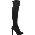 Reduzierte Schwarze Nila & Nila Runde Pfennigabsatz High-Heel Stiefel aus Veloursleder für Damen Größe 40 