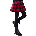 Schwarze Karo Mini Kinderhosenröcke aus Fleece für Mädchen Größe 122 für den für den Winter 