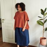 Oversize Tunika-Blusen aus Leinen für Damen Einheitsgröße 