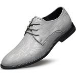 Graue Blumenmuster Business Runde Derby Schuhe mit Schnürsenkel aus Kunstleder rutschfest für Herren Größe 43 