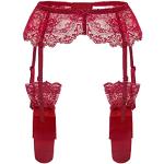 Rote Sexy Damenstrumpfhalter & Damenstrapsgürtel aus Spitze Größe M 