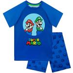 Blaue Nintendo Super Mario Mario Kinderschlafanzüge & Kinderpyjamas für Jungen Größe 152 