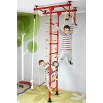 NiroSport Sprossenwand für Kinderzimmer M1 Sprossenwand für Kinder Rot, Raumhöhe 240-290 cm