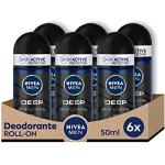 NIVEA MEN DEEP Roll-on Deodorant 6 x 50 ml, Herren-Deodorant mit antibakterieller Formel mit Aktivkohle, Anti-Atmungsaktiv für 48 h intensive Frische